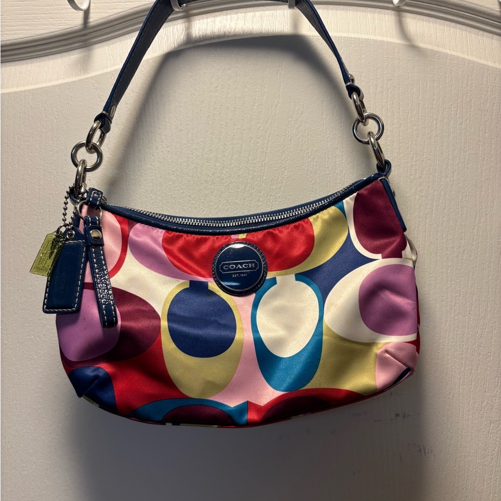 COACH Multicolor Signature Satin Shoulder Bag
